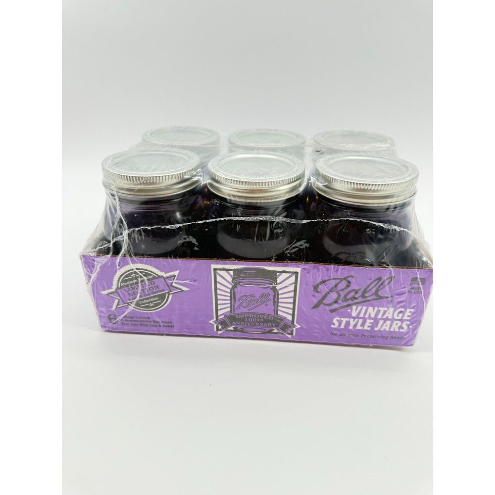 Sealed Ball Heritage Collection Purple Mason Jars - 100th Anniv Pint 6-Pack